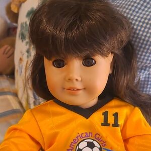 American Girl Doll Samatha in Yellow Soccer Jersey
